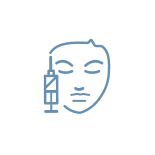 Face icon with a syringe next to it.